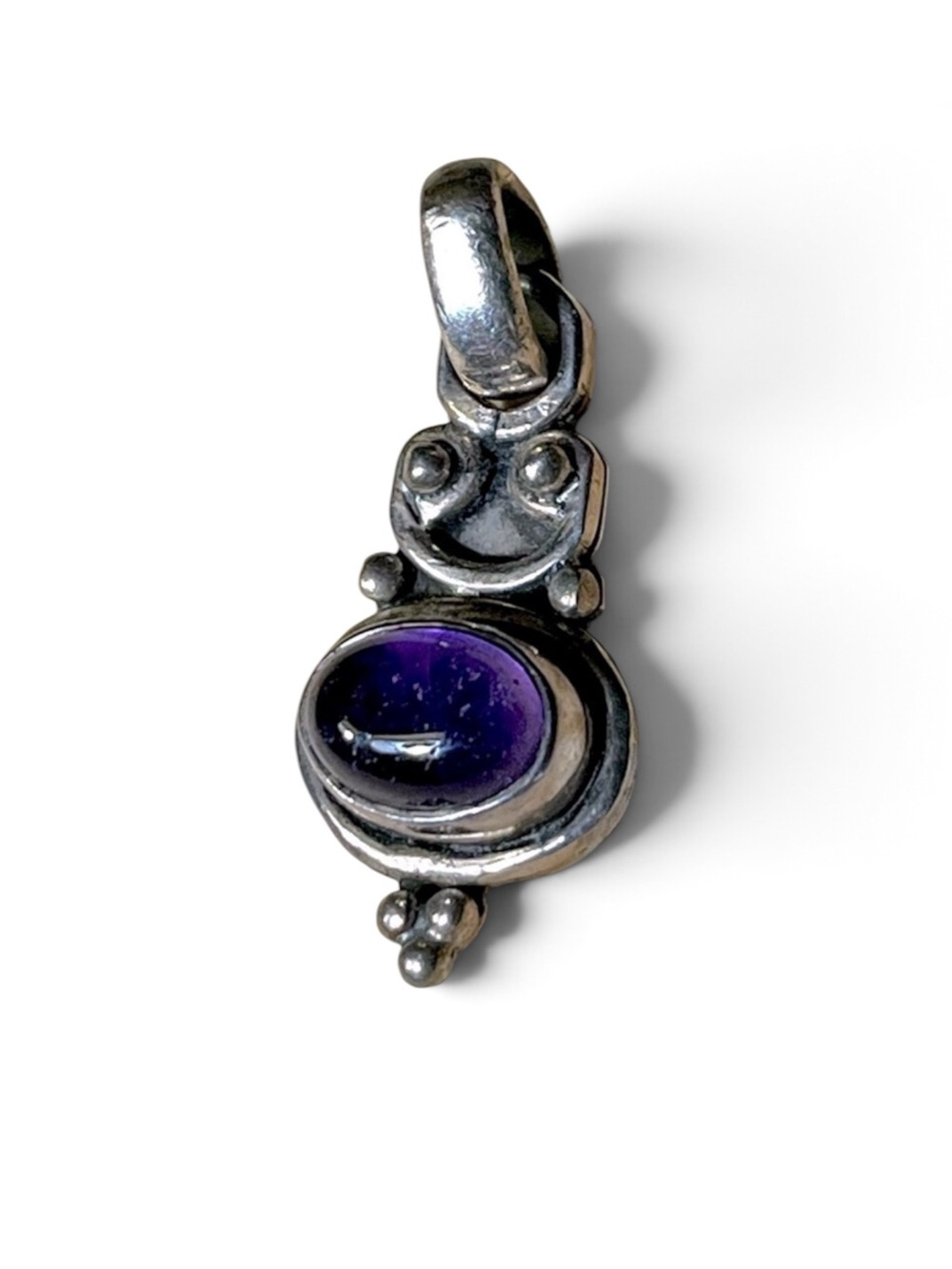 Amethyst Sterling Silver Beaded Pendant Necklace